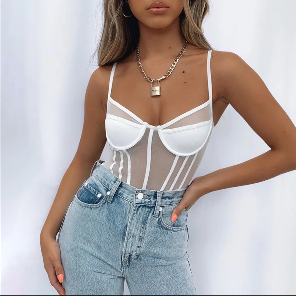 ‼️LAST ONE‼️white mesh bone bodysuit - Picture 2 of 6
